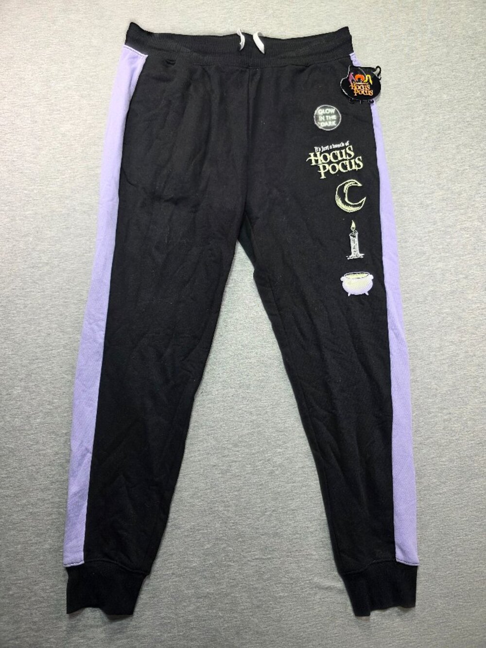 Disney Hocus Pocus Glow in the Dark Jogger Sweatpants Black Purple Youth L 11-13